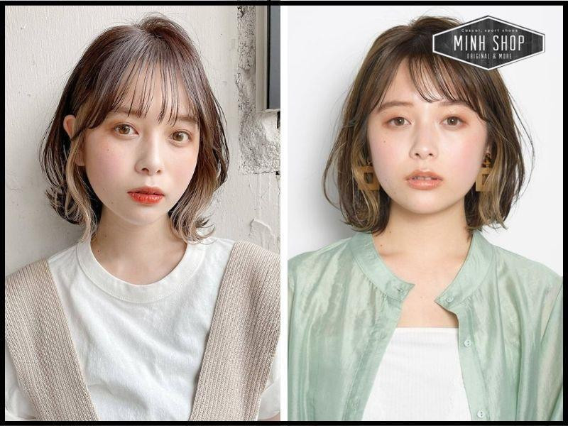 Tóc lob ngang cằm cho mặt vuông góc cạnh