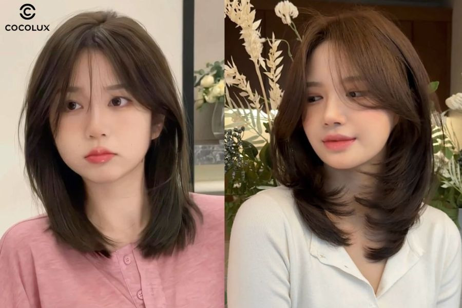 Tóc lob uốn chữ C giúp ôm lấy cằm, che khéo phần hàm vuông và tạo vẻ hiện đại