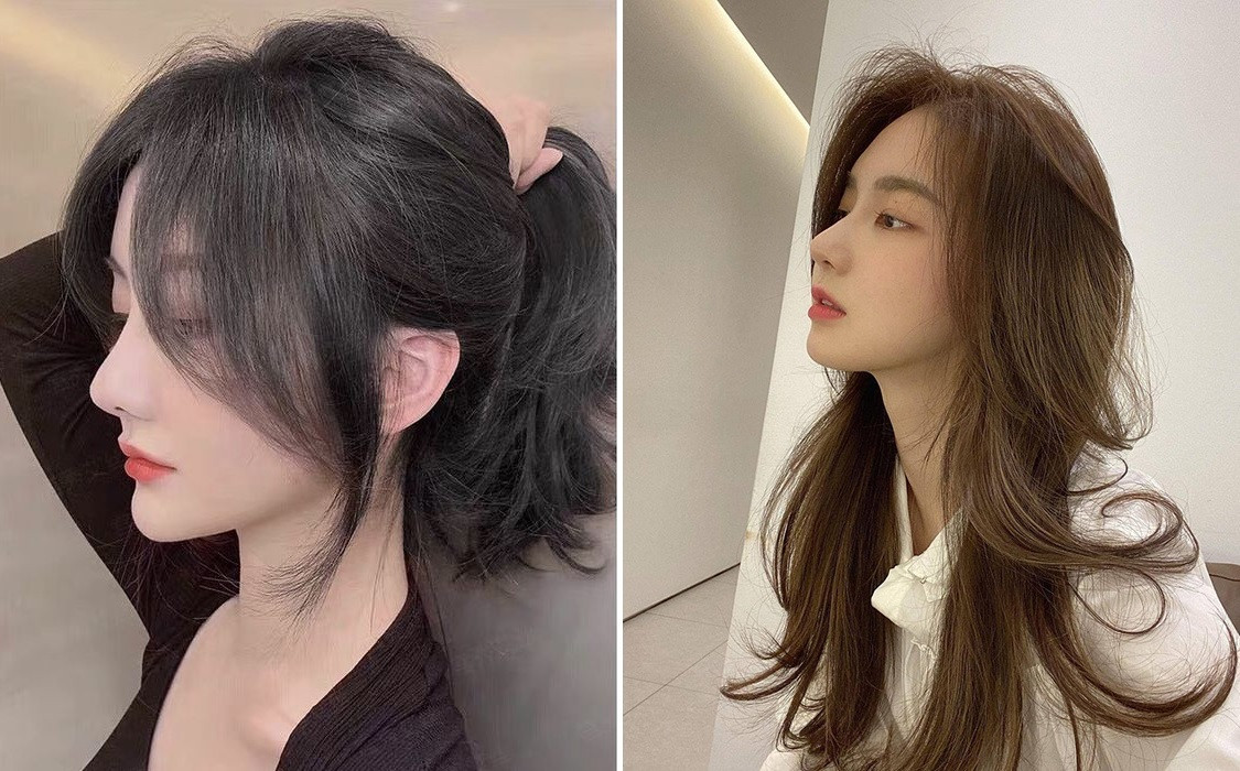 Tóc mái bay dịu dàng phong cách Hàn Quốc cho mặt tròn