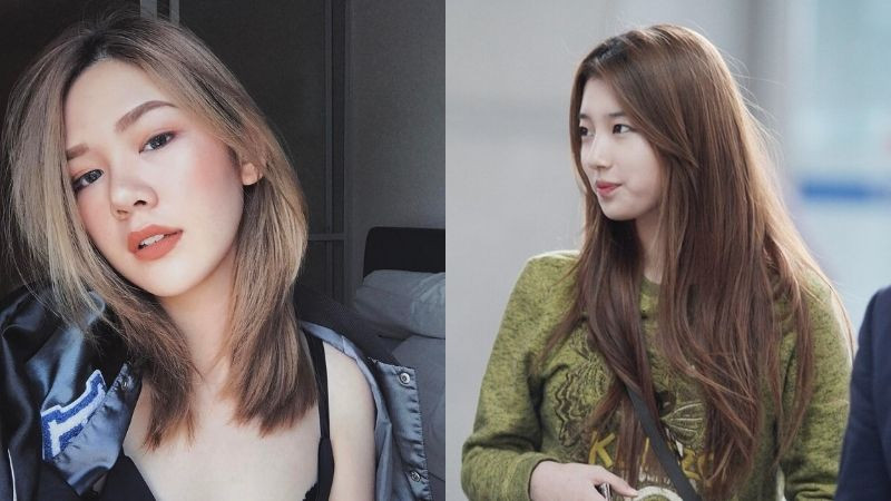 Tóc mái dài duỗi thẳng mượt mà, che khuyết điểm