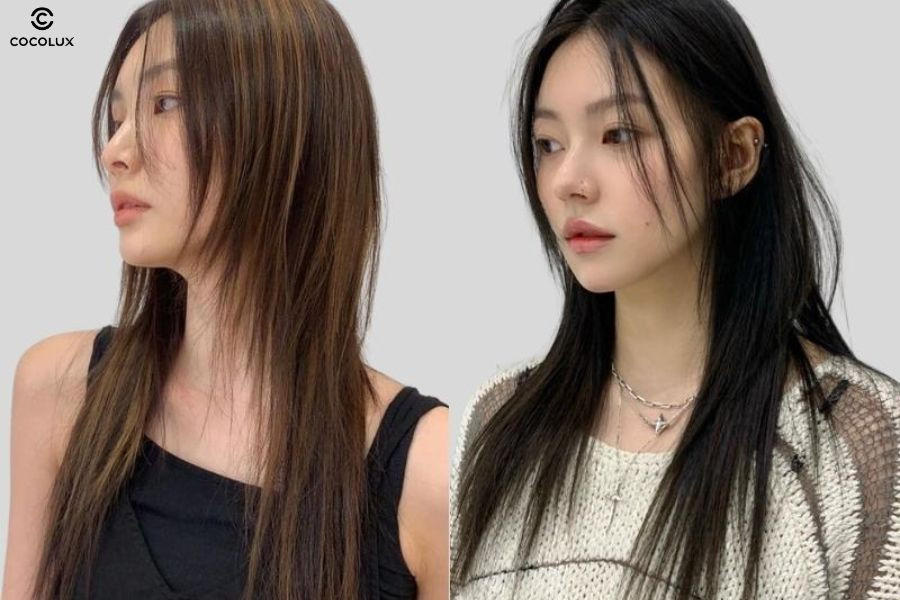 Tóc mái dài giúp che khuyết điểm và tôn nét nữ tính