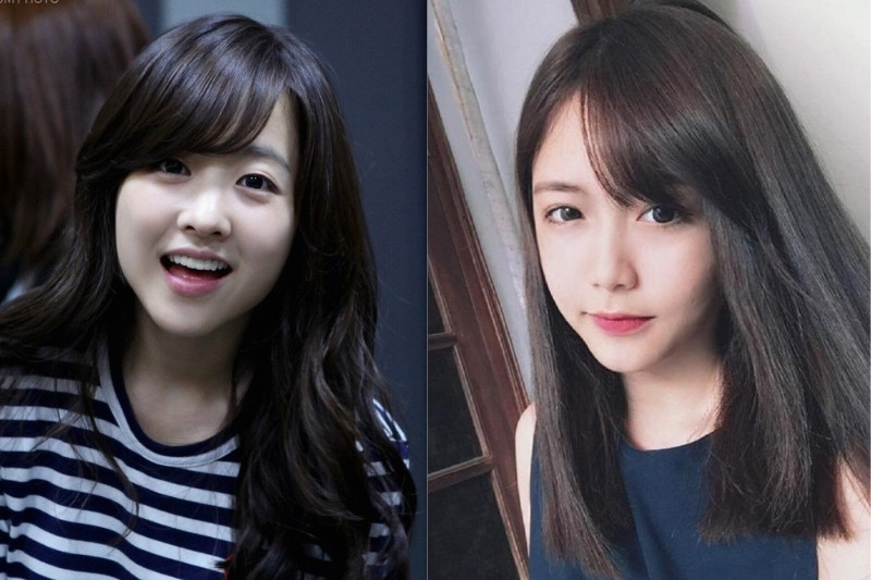 Tóc mái ngố xéo che trán cao