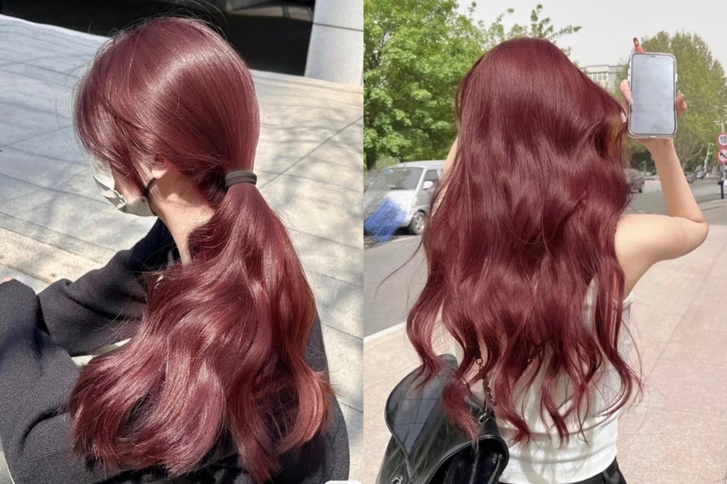 Tóc màu đỏ rượu quyến rũ, bí ẩn, làm nổi bật làn da và phong cách