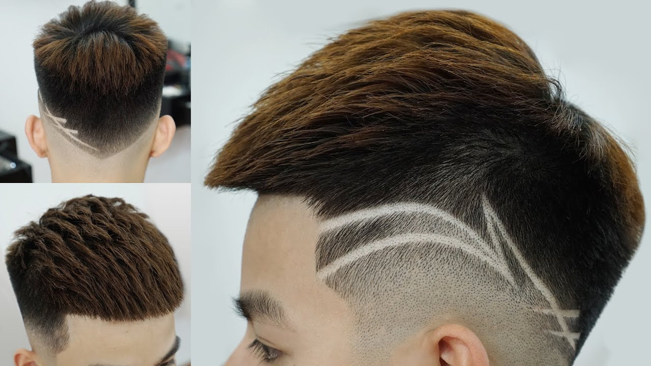 Tóc mohican gáy nhọn kẻ vạch hai bên đầu đầy nghệ thuật