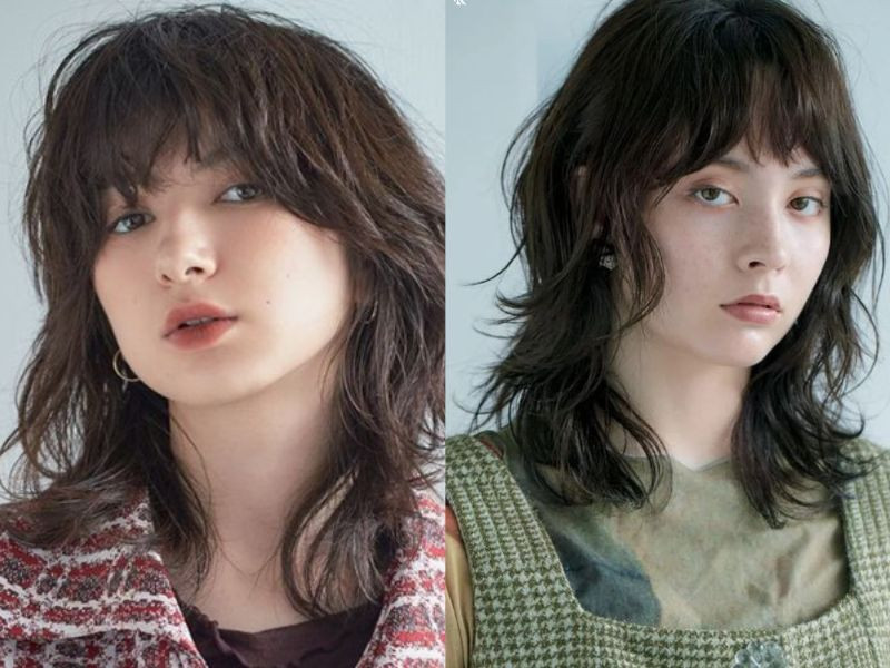 Tóc mullet layer nữ uốn đuôi nhẹ nhàng, tạo độ bồng bềnh tự nhiên