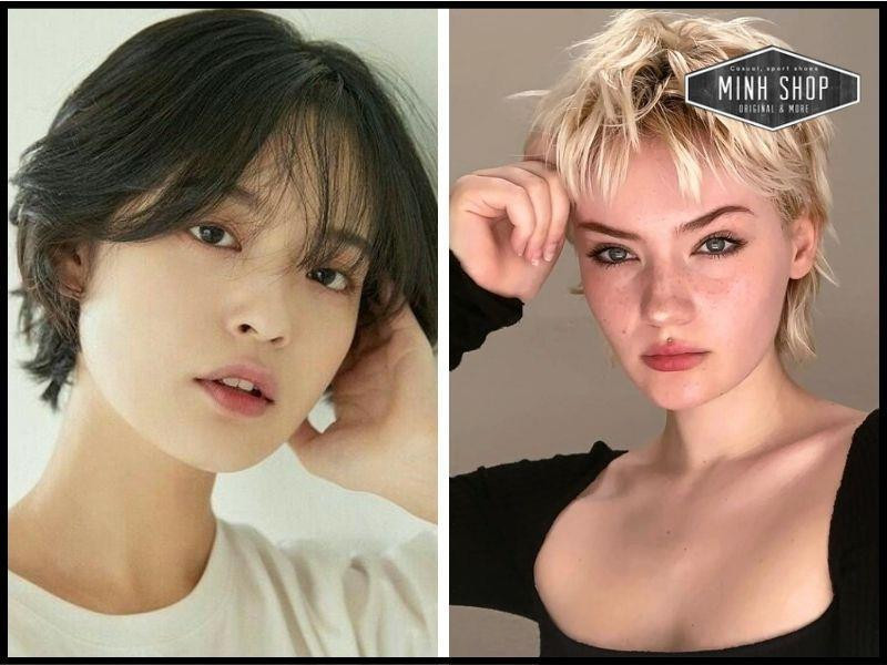 Tóc mullet mái bay cho mặt vuông góc cạnh