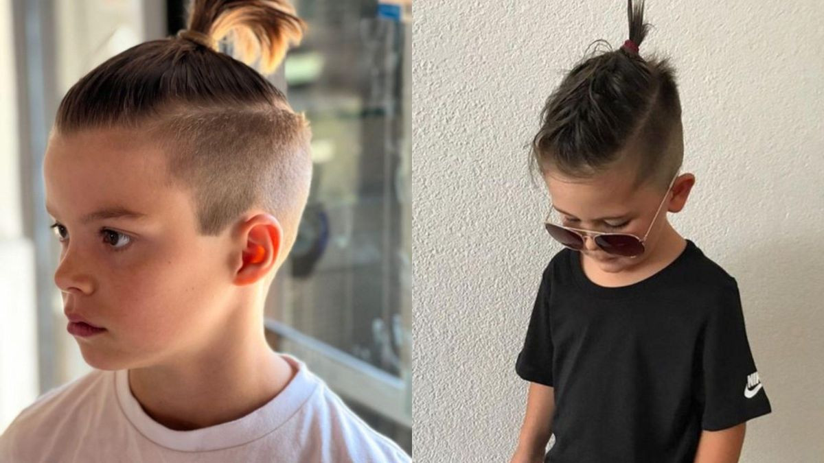 Tóc nam dài buộc đẹp cho bé trai phong cách