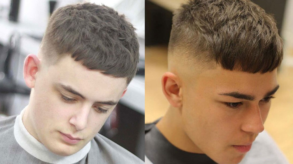 Tóc nam ngắn chất mặt tròn Caesar