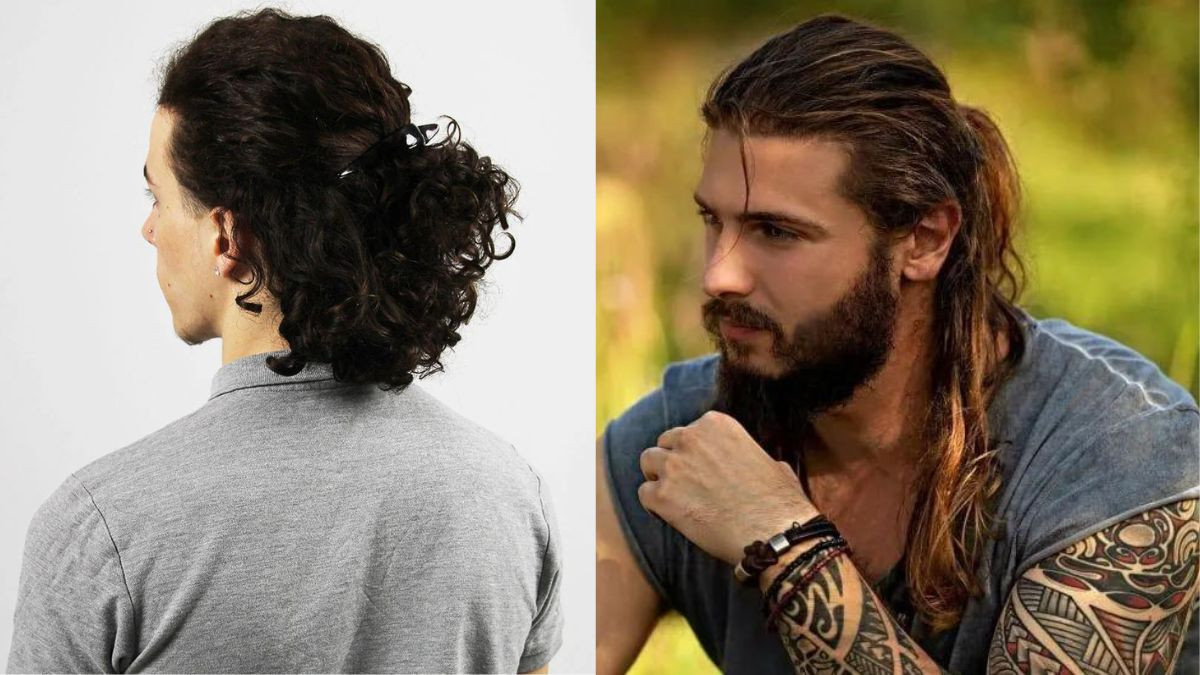 Tóc nam xoăn dài cột đuôi ngựa nam tính