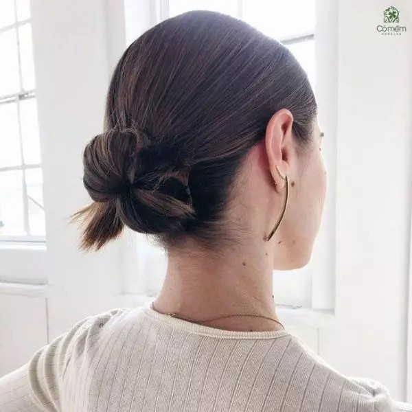 Tóc ngắn búi thấp thanh thoát