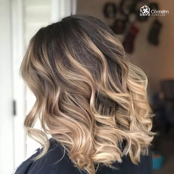 Tóc ngắn gảy line ombre tím hồng thời thượng