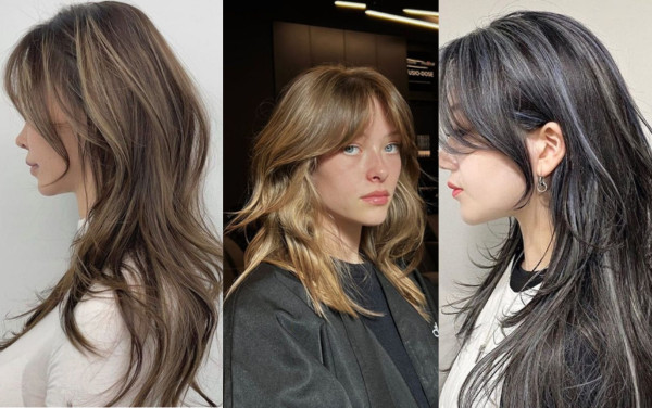 Tóc ngắn hush cut nhuộm balayage với hiệu ứng ánh sáng