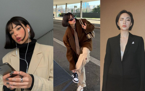 Tóc ngắn kết hợp áo blazer, tạo nên phong cách công sở hiện đại.