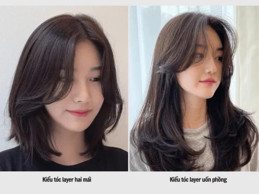 Tóc ngắn layer uốn phồng mái dài