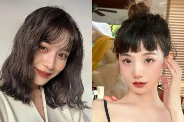 Tóc ngắn layer xoăn lọn nhỏ mái ngố