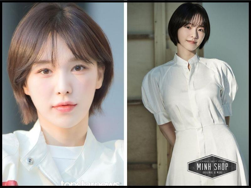 Tóc ngắn mái thưa trẻ trung cho mặt vuông góc cạnh