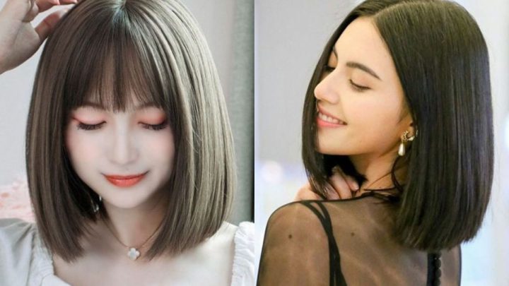 Tóc ngắn ngang vai thẳng tự nhiên