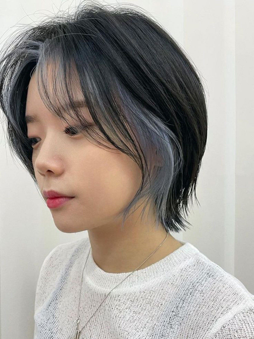 Tóc ngắn nhuộm highlight cá tính đi tiệc