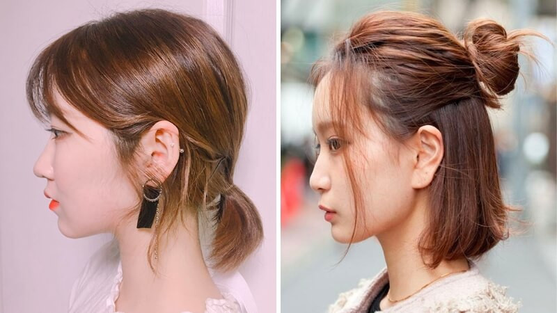 Tóc ngắn nữ buộc thấp