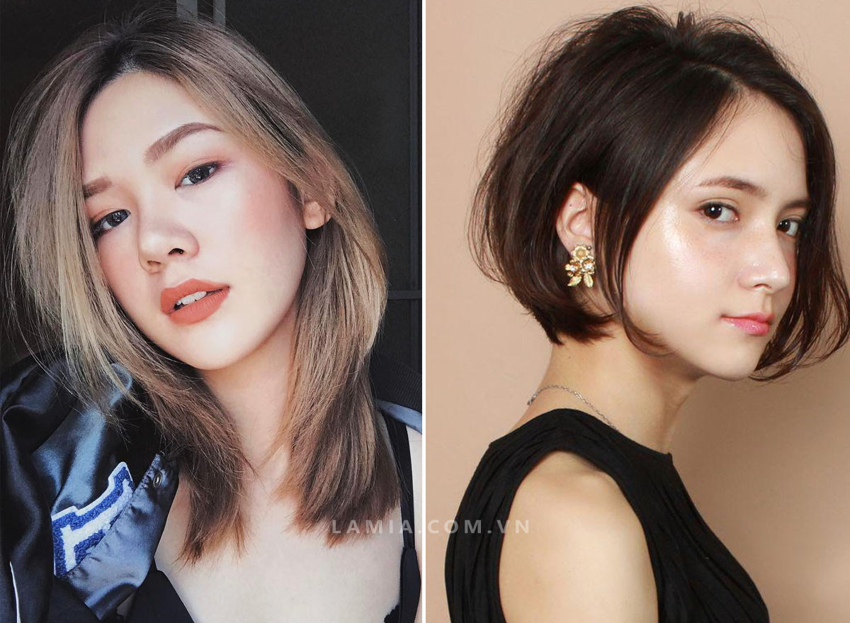 Tóc ngắn rẽ ngôi cho nữ mặt dài