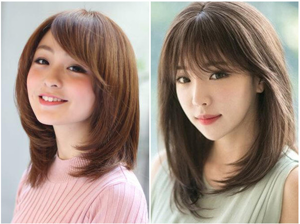 Tóc ngắn tỉa ngang vai trẻ trung cho tuổi 40 mặt tròn
