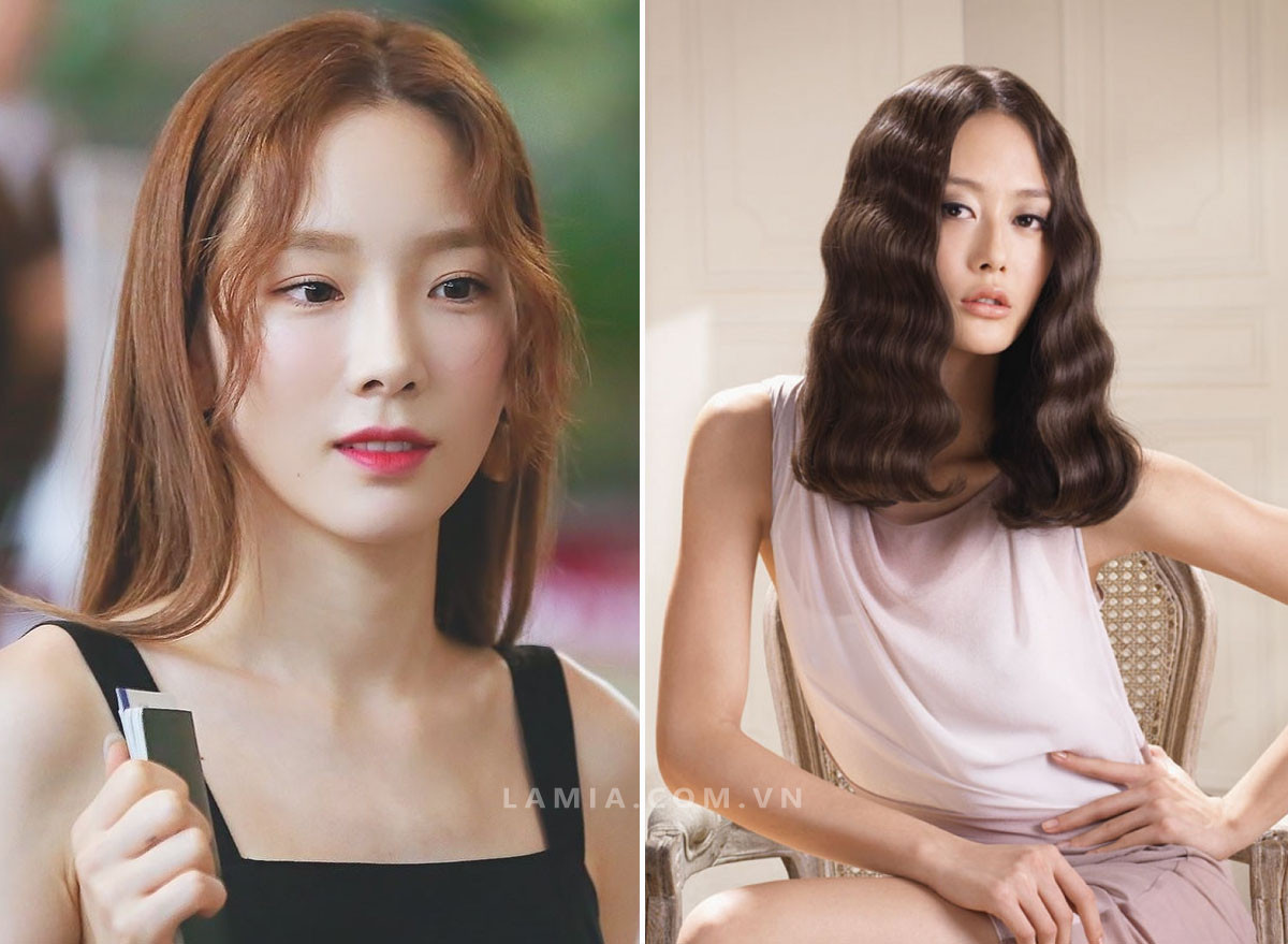 Tóc ngắn uốn gợn sóng nước cho khuôn mặt dài nữ