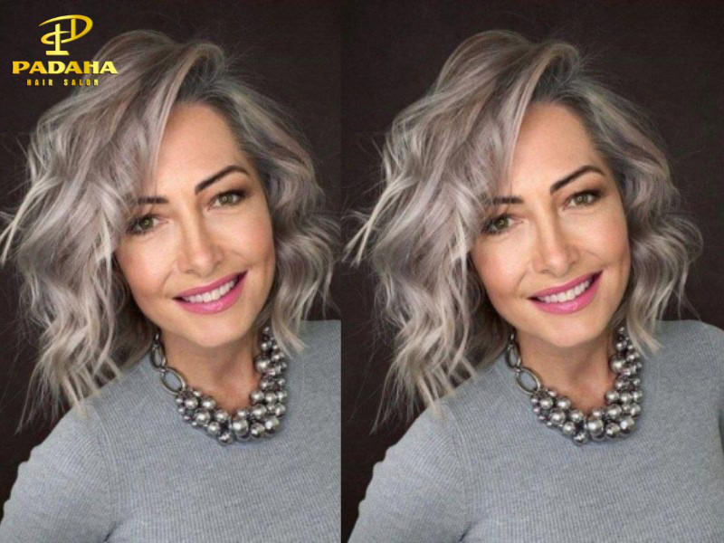 Tóc ngắn uốn xoăn sóng cho phụ nữ trung niên