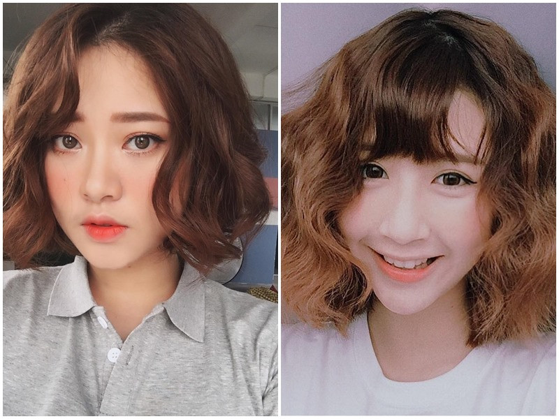 Tóc ngắn xoăn gợn sóng nhẹ nhàng, kiểu tóc ngắn đẹp 2024