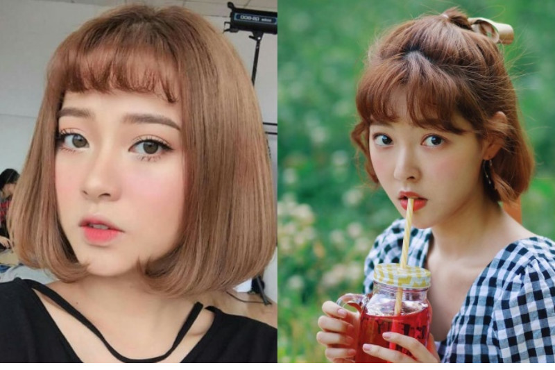 Tóc ngắn xoăn mái ngố