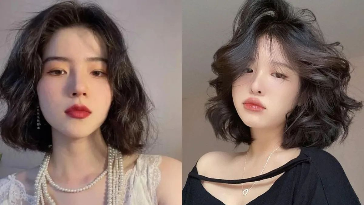 Tóc ngắn xoăn nhẹ nhàng tôn vẻ đẹp trẻ trung cho mặt tròn