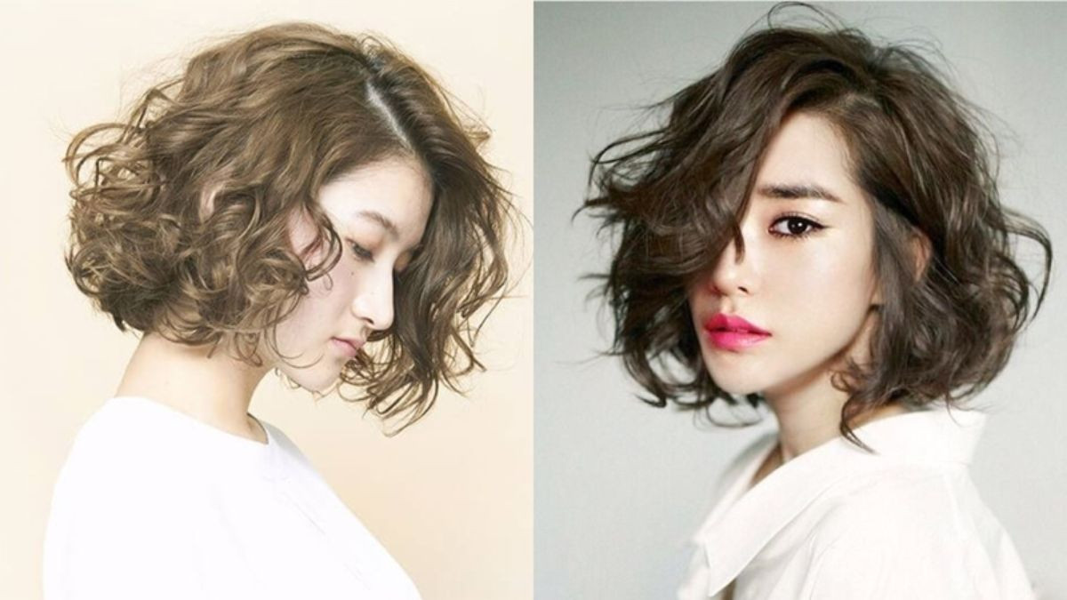 Tóc ngắn xoăn rối tự nhiên cho nữ mặt tròn năng động