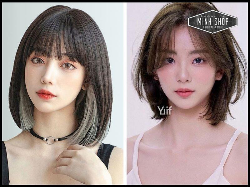 Tóc ngang vai thanh lịch cho mặt vuông góc cạnh