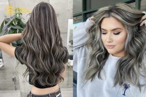 Tóc nhuộm màu than chì kiểu balayage