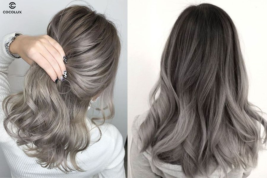 Tóc nhuộm ombre màu xám khói thời thượng và linh hoạt, rất hợp với tóc ngắn cá tính