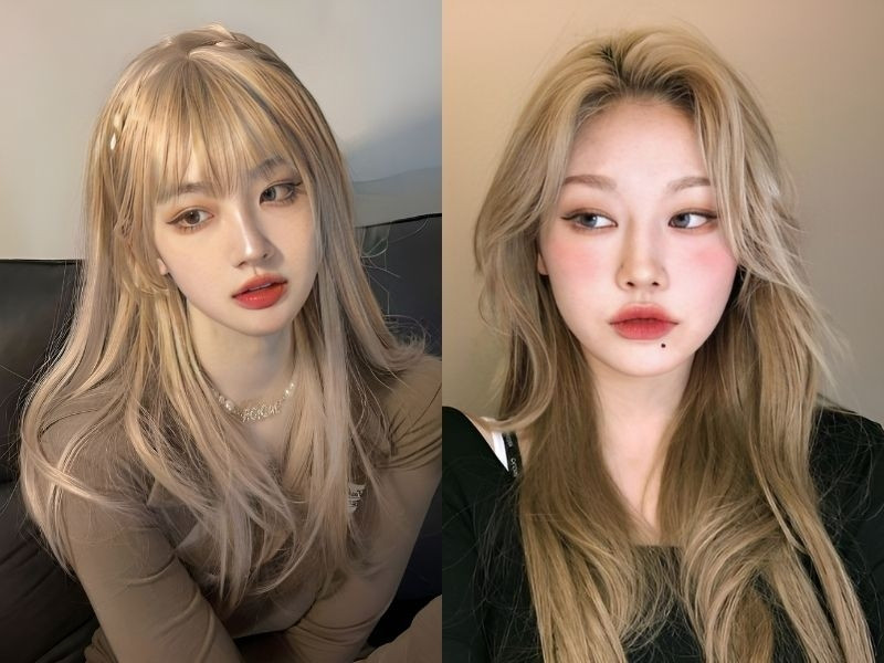 Tóc nữ nhuộm vàng sành điệu