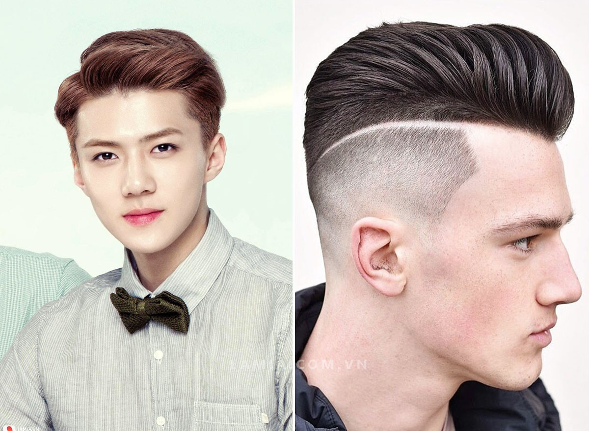 Tóc Pompadour bồng bềnh, cổ điển mang lại vẻ lãng tử cho nam mặt dài.