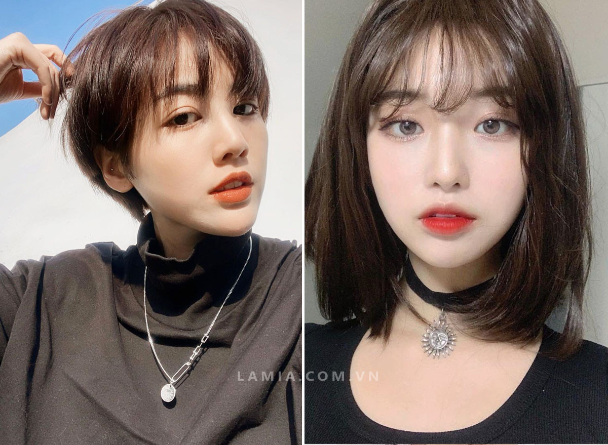 Tóc tém mái dài cá tính cho nữ mặt dài