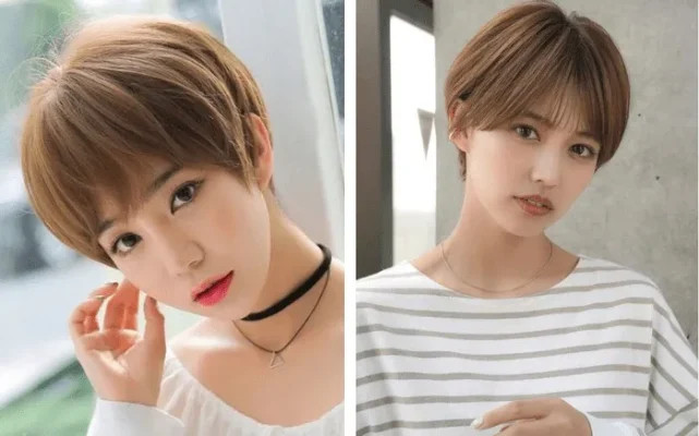 Tóc tém mái dài vuốt lệch tinh tế cho phụ nữ trung niên