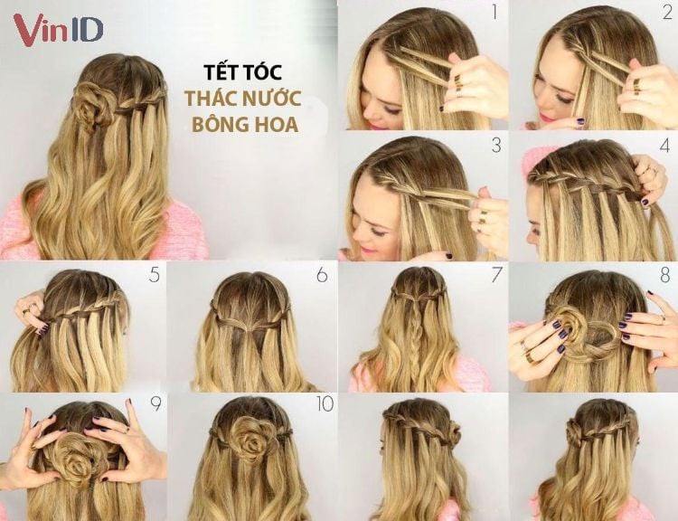 Tóc tết thác nước lệch