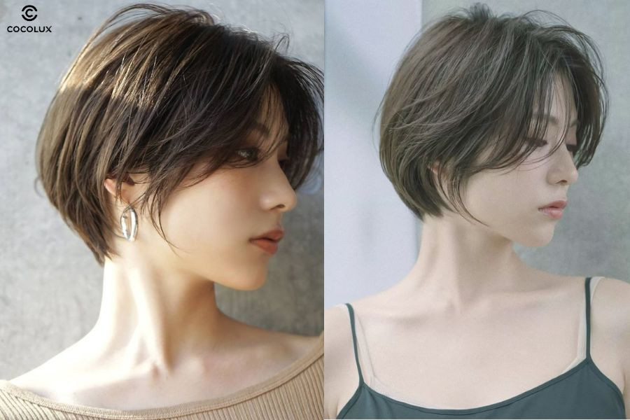 Tóc tomboy layer ôm sát gương mặt, giúp che trán cao và tôn lên cá tính riêng