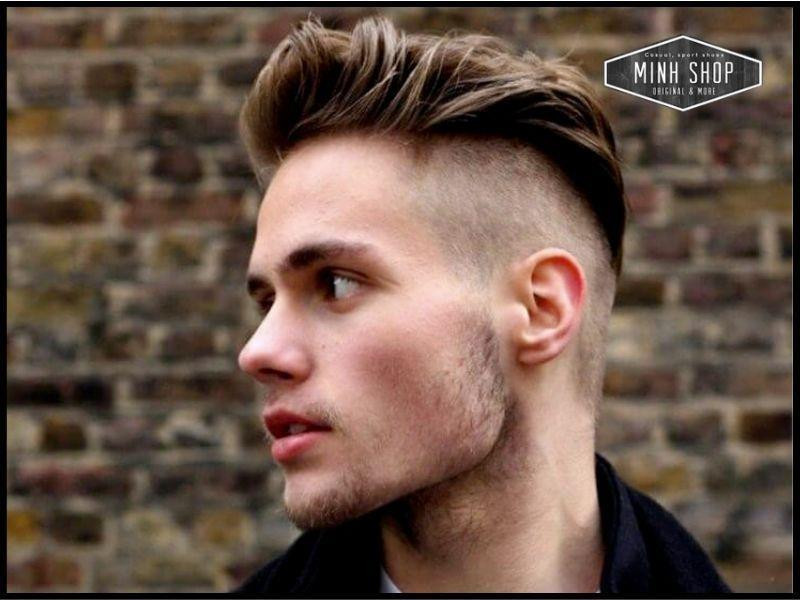 Tóc undercut vuốt ngược cho nam trán cao mặt tròn, tạo cảm giác thon gọn