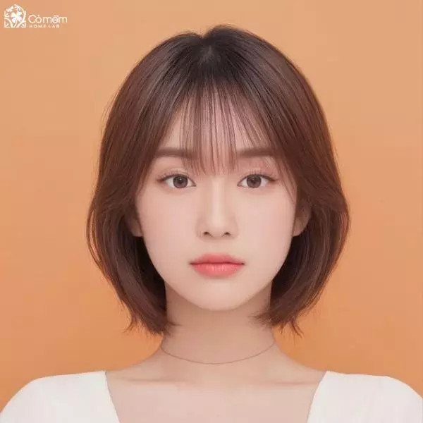 Tóc uốn cụp ngang vai dịu dàng với màu nâu trầm, một trong các kiểu tóc hot 2024