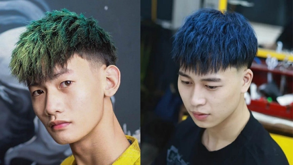 Tóc xoăn con sâu texture nhuộm màu ấn tượng