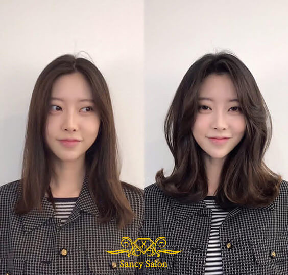 Tóc xoăn lửng nữ kết hợp uốn xoăn giúp ngoại hình thêm ấn tượng