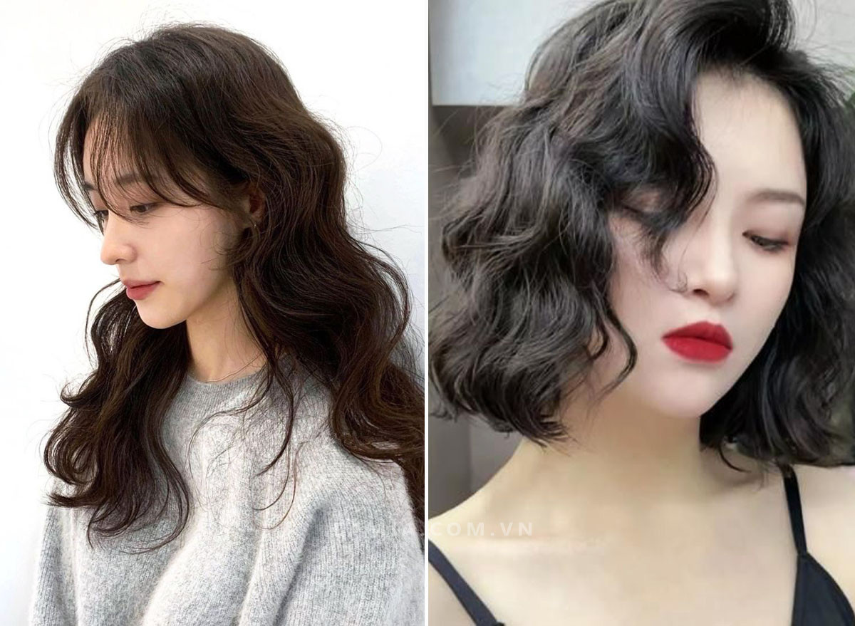 Tóc xoăn sóng to ngang vai đẹp tự nhiên