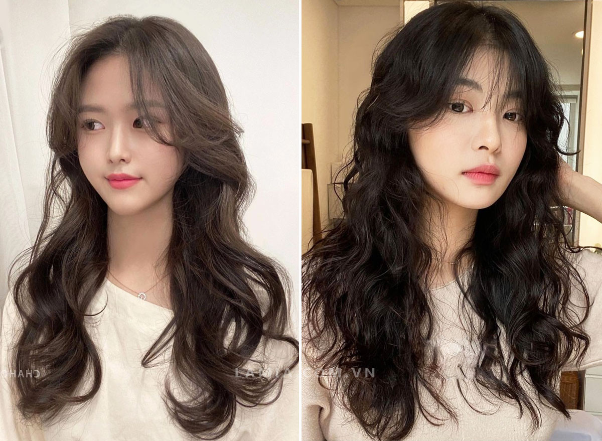 Tóc xoăn sóng to tối màu thanh lịch