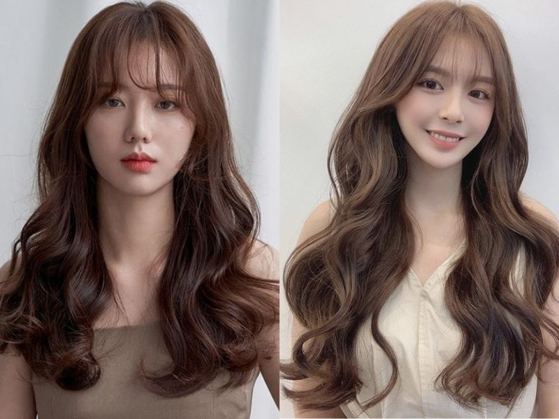 Tóc xoăn tự nhiên và mái thưa dịu dàng