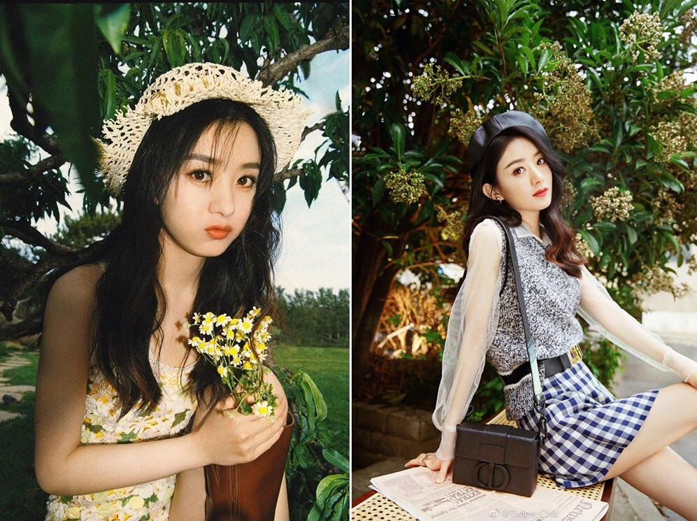 Triệu Lệ Dĩnh với mái tóc dài gợn sóng tự nhiên, che khuyết điểm cho vóc dáng mảnh mai