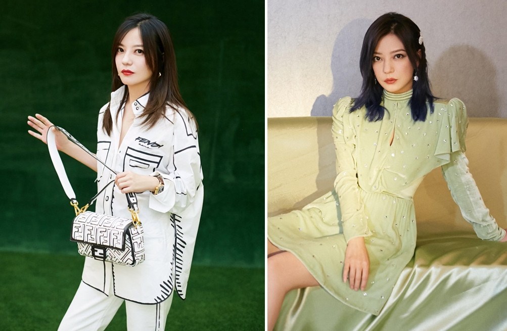 Triệu Vy trẻ trung với mái tóc tỉa so le ngang vai, tôn vóc dáng người gầy