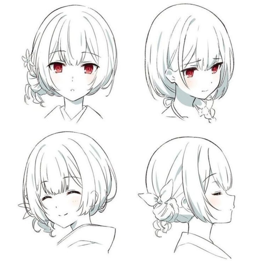 Vẽ tóc ngắn anime đơn giản